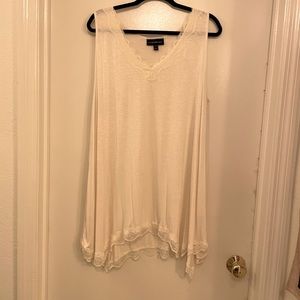 Lane Bryant Off White Lace Sleeveless Shirt